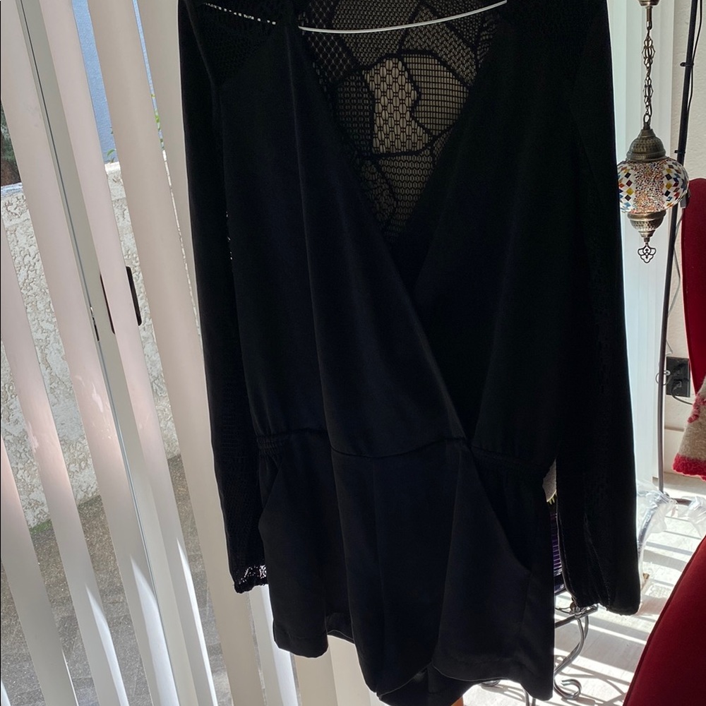 Parker Elegant Black Mesh Detail Top